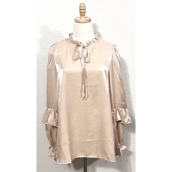 MAZIK METALLIC LAYERED RUFFLE TOP ❤️IN STORES❤️ - Picture 2 of 3